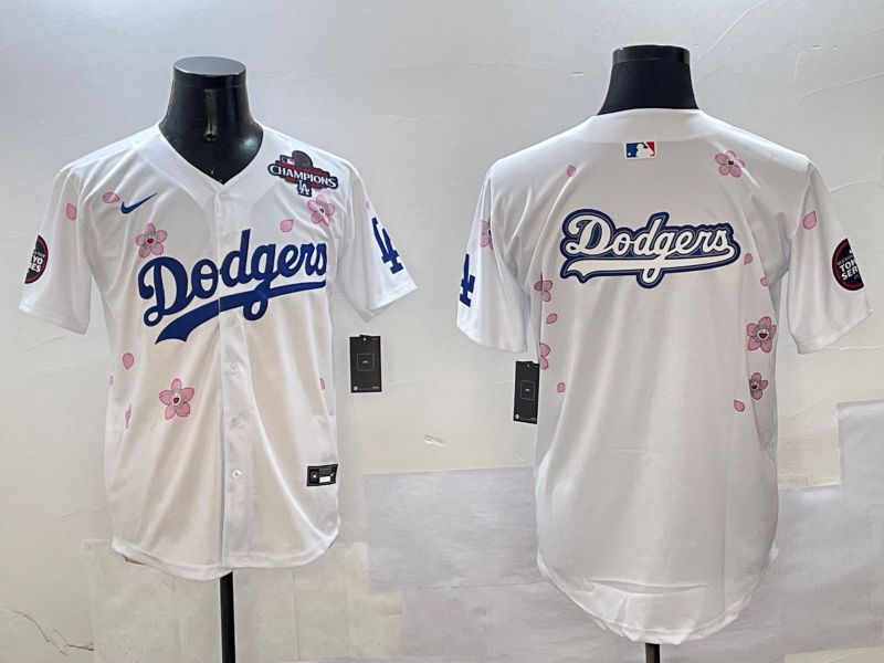 Men Los Angeles Dodgers Blank White Sakura Edition 2025 Nike MLB Jersey style 14->los angeles dodgers->MLB Jersey